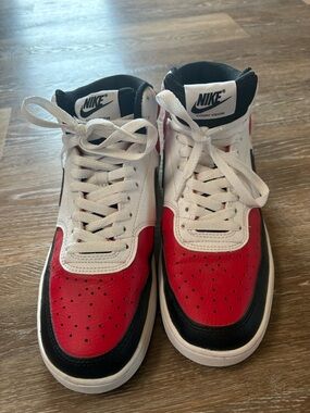 Nike Men's Red White Black Court Vision Sneakers